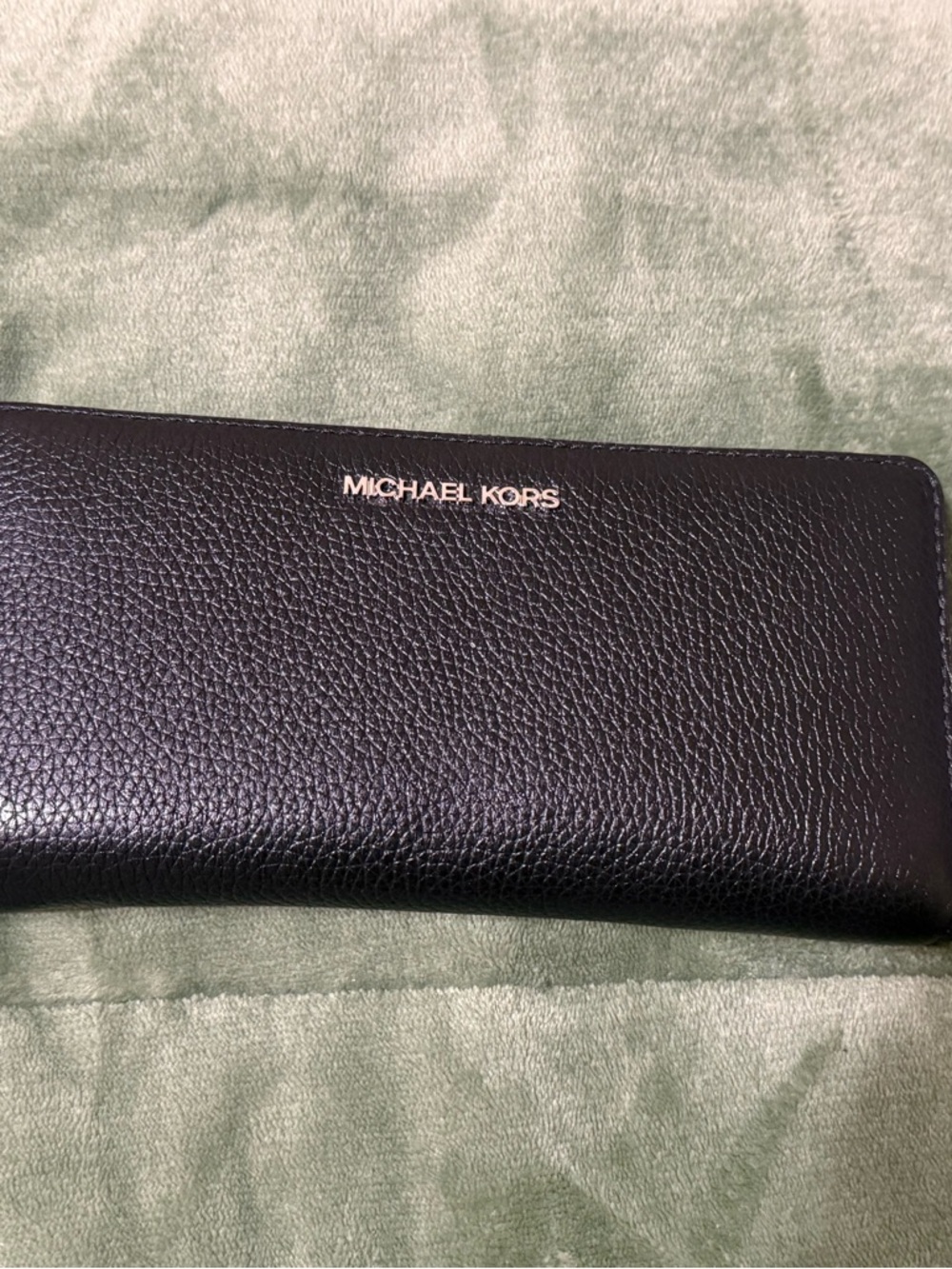 Michael Kors Black Leather Wristlet Wallet with Gold Accent